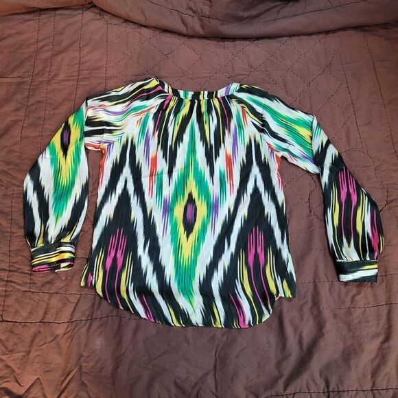 Vibrant abstract long sleeve blouse - size small by Patterson J. Kincaid - Picture 8 of 10